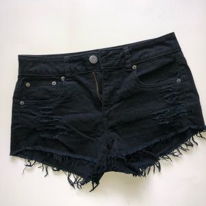 Distressed Black Jean Shorts